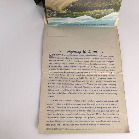 Victory Highway US 40 1930s Fold-Out Linen Postcards Transcontinental Mountains - Picture 10 of 10